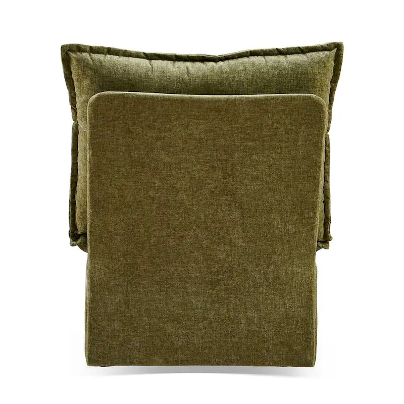 Fauteuil d'appoint pivotant en chenille verte avec piètement pivotant à 360 degrés