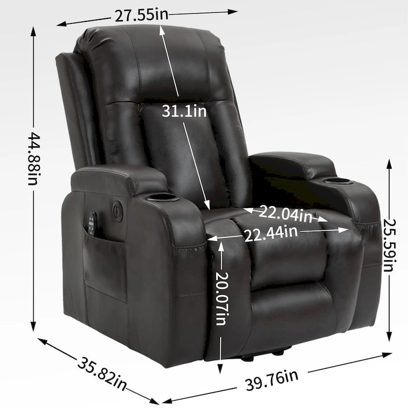 Fauteuil inclinable électrique releveur Infini avec massage, chauffage et port USB