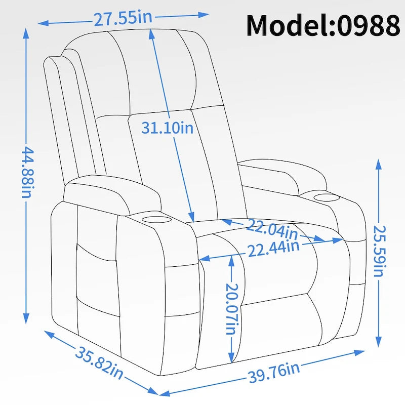 Fauteuil inclinable électrique releveur Infini avec massage, chauffage et port USB