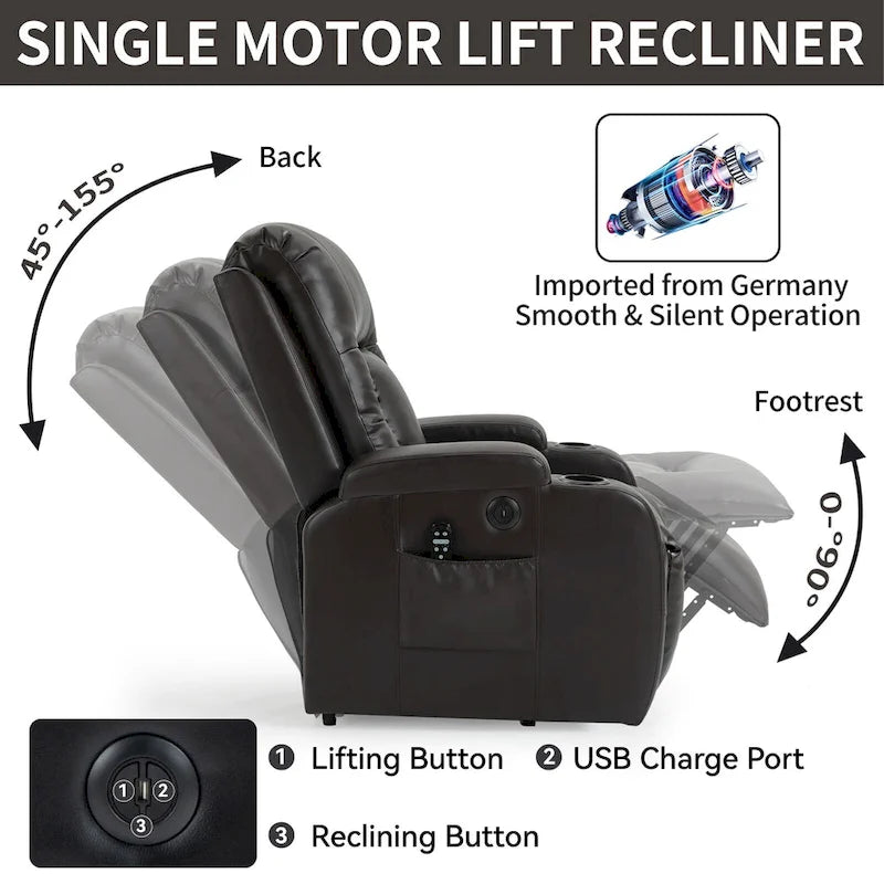 Fauteuil inclinable électrique releveur Infini avec massage, chauffage et port USB