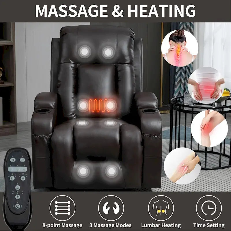 Fauteuil inclinable électrique releveur Infini avec massage, chauffage et port USB