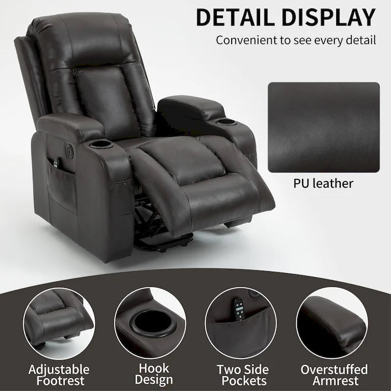 Fauteuil inclinable électrique releveur Infini avec massage, chauffage et port USB