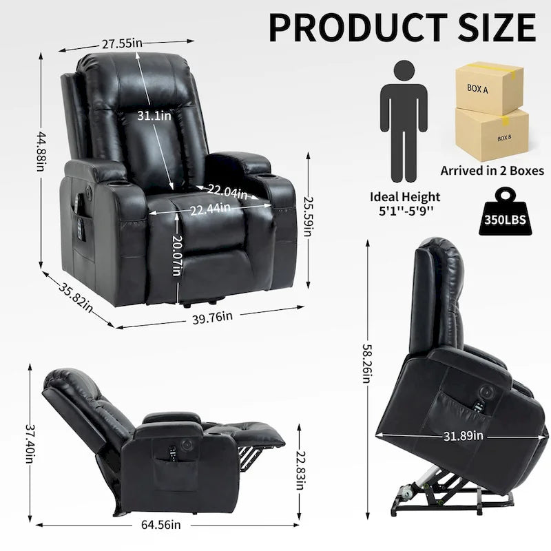Fauteuil inclinable électrique releveur Infini avec massage, chauffage et port USB