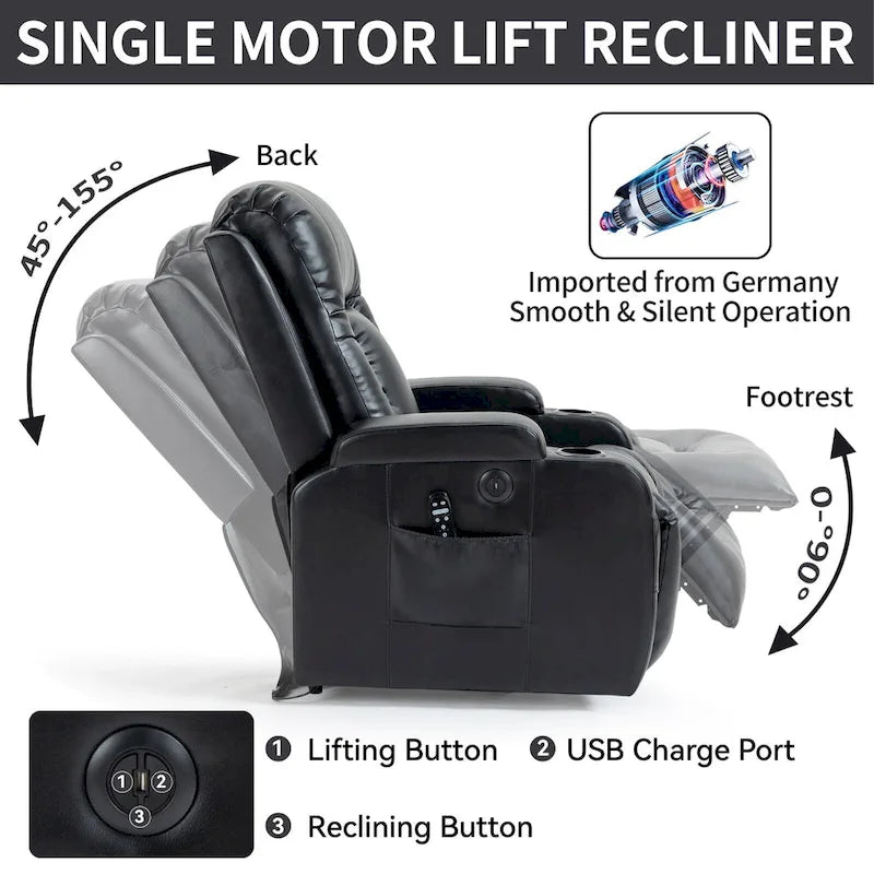 Fauteuil inclinable électrique releveur Infini avec massage, chauffage et port USB
