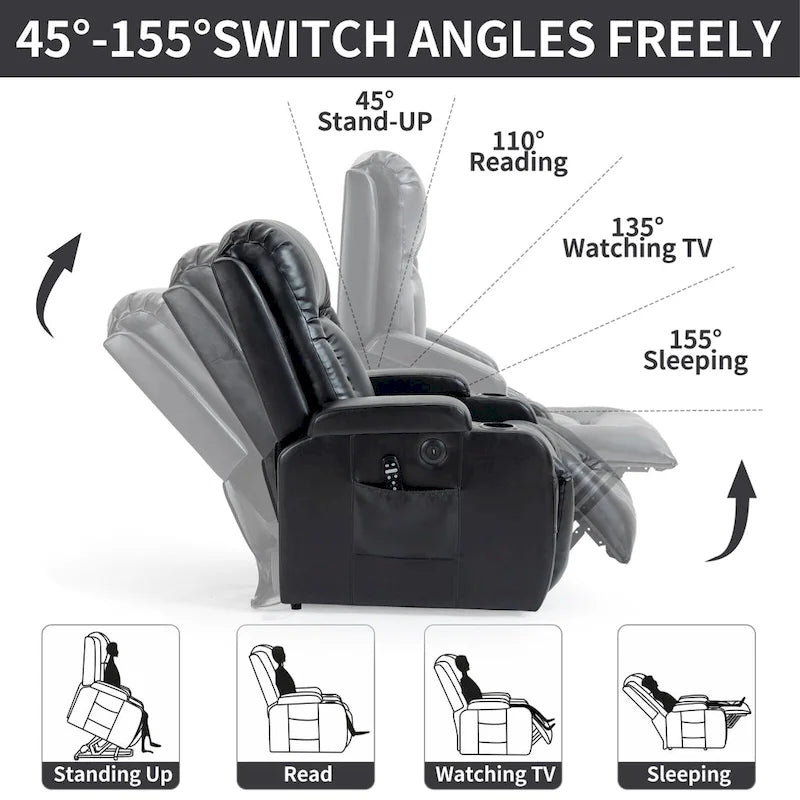 Fauteuil inclinable électrique releveur Infini avec massage, chauffage et port USB