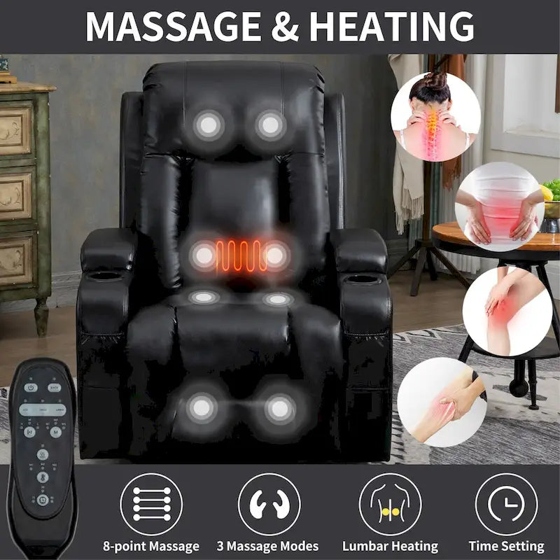 Fauteuil inclinable électrique releveur Infini avec massage, chauffage et port USB