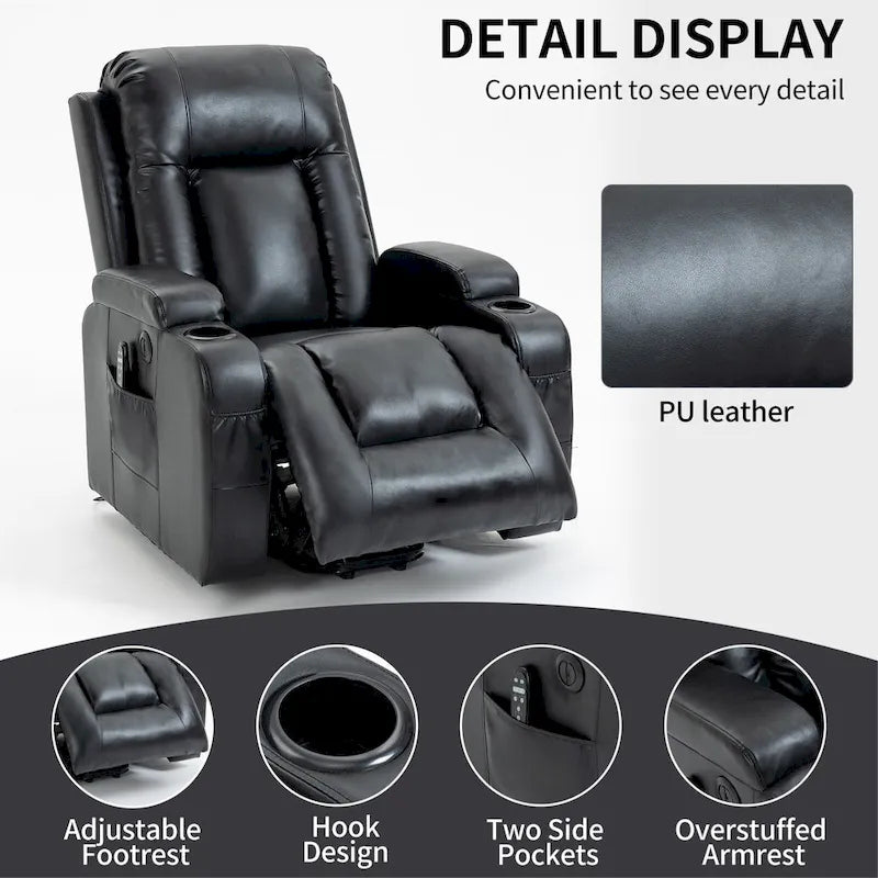 Fauteuil inclinable électrique releveur Infini avec massage, chauffage et port USB