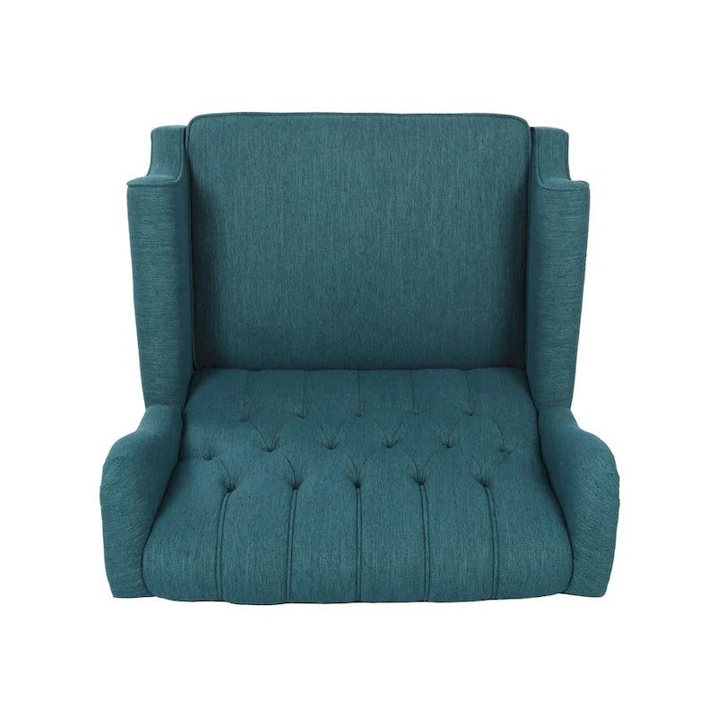 Fauteuil inclinable à dossier capitonné avec accoudoirs, clous décoratifs et mécanisme de poussée