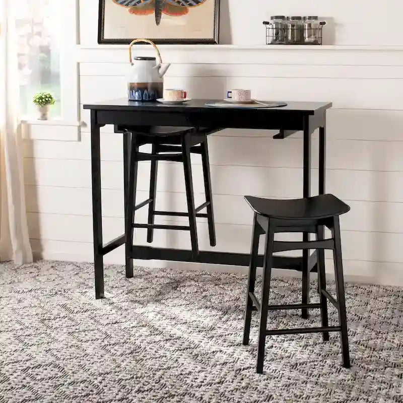 Table de bar de pub contemporaine en bois avec étagère de rangement sous la table