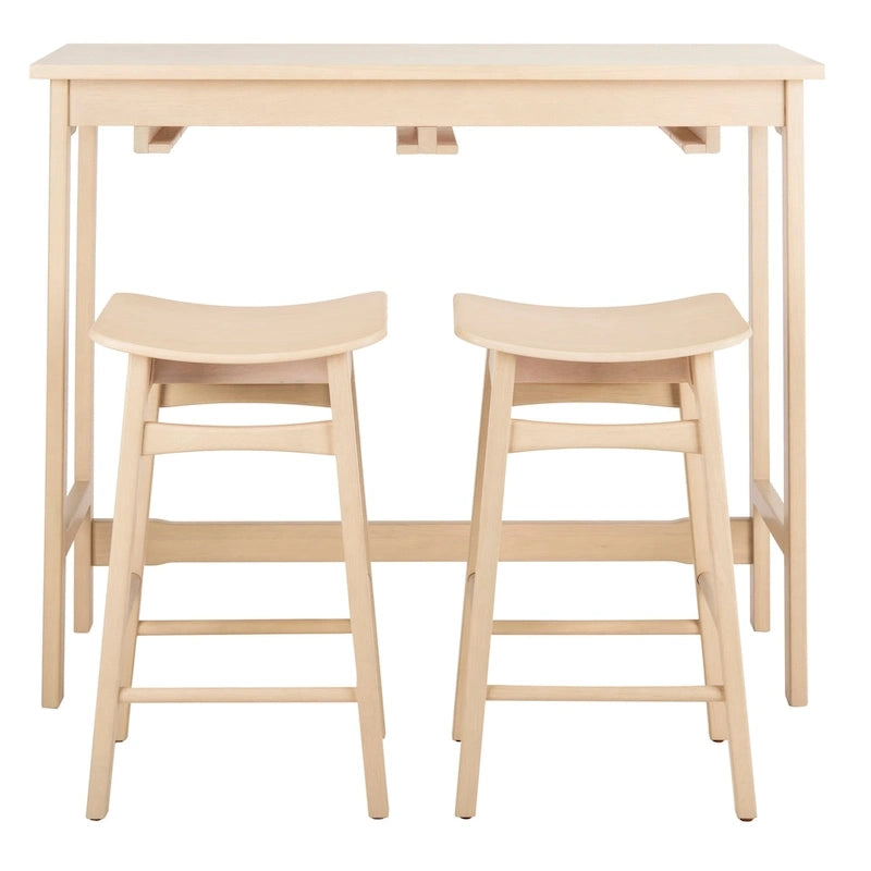 Table de bar de pub contemporaine en bois avec étagère de rangement sous la table