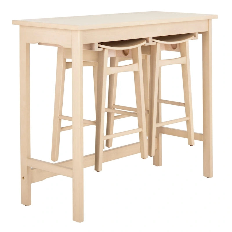 Table de bar de pub contemporaine en bois avec étagère de rangement sous la table