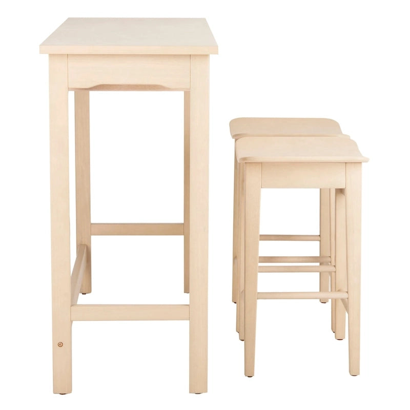 Table de bar de pub contemporaine en bois avec étagère de rangement sous la table
