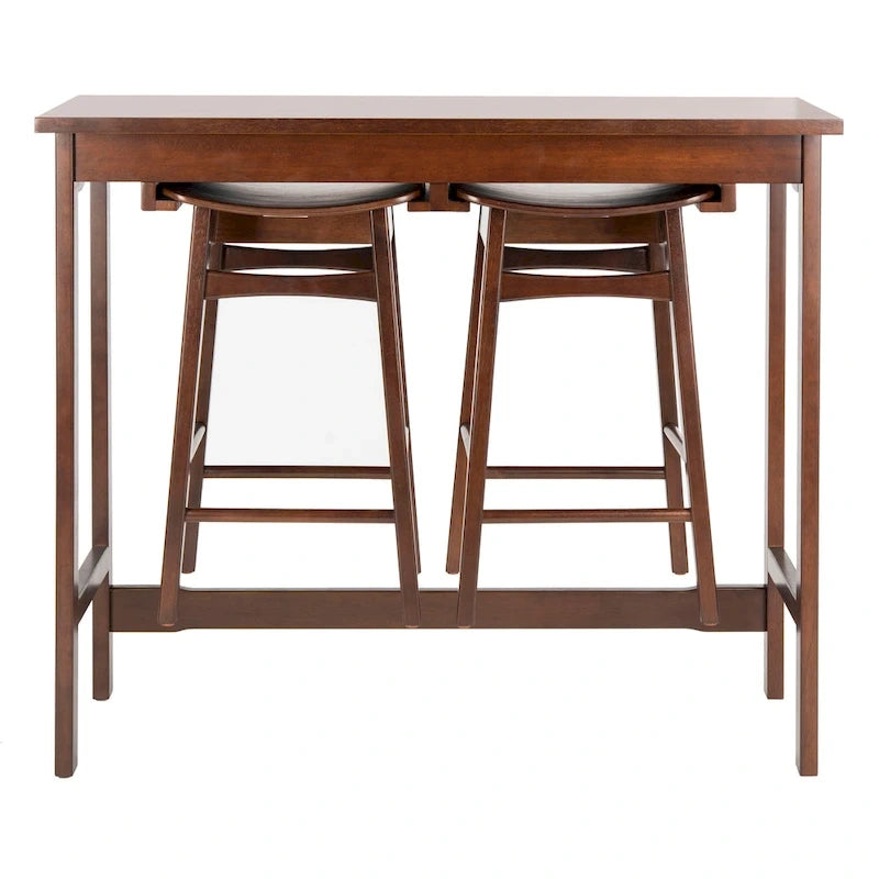 Table de bar de pub contemporaine en bois avec étagère de rangement sous la table
