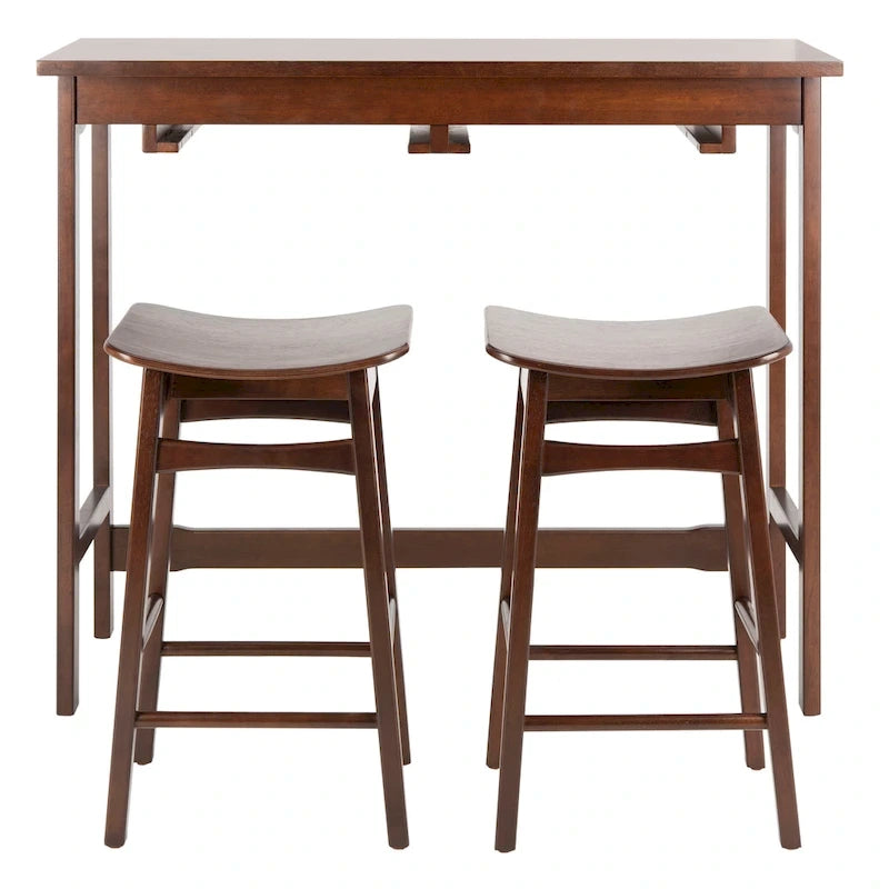 Table de bar de pub contemporaine en bois avec étagère de rangement sous la table