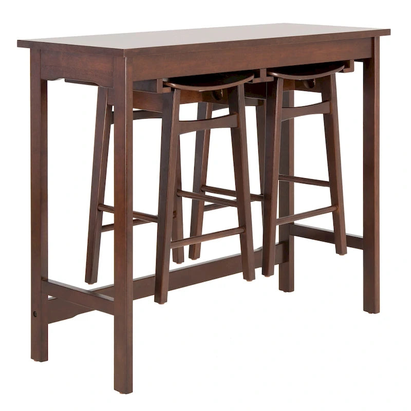 Table de bar de pub contemporaine en bois avec étagère de rangement sous la table