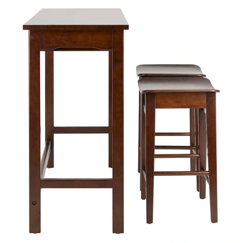 Table de bar de pub contemporaine en bois avec étagère de rangement sous la table