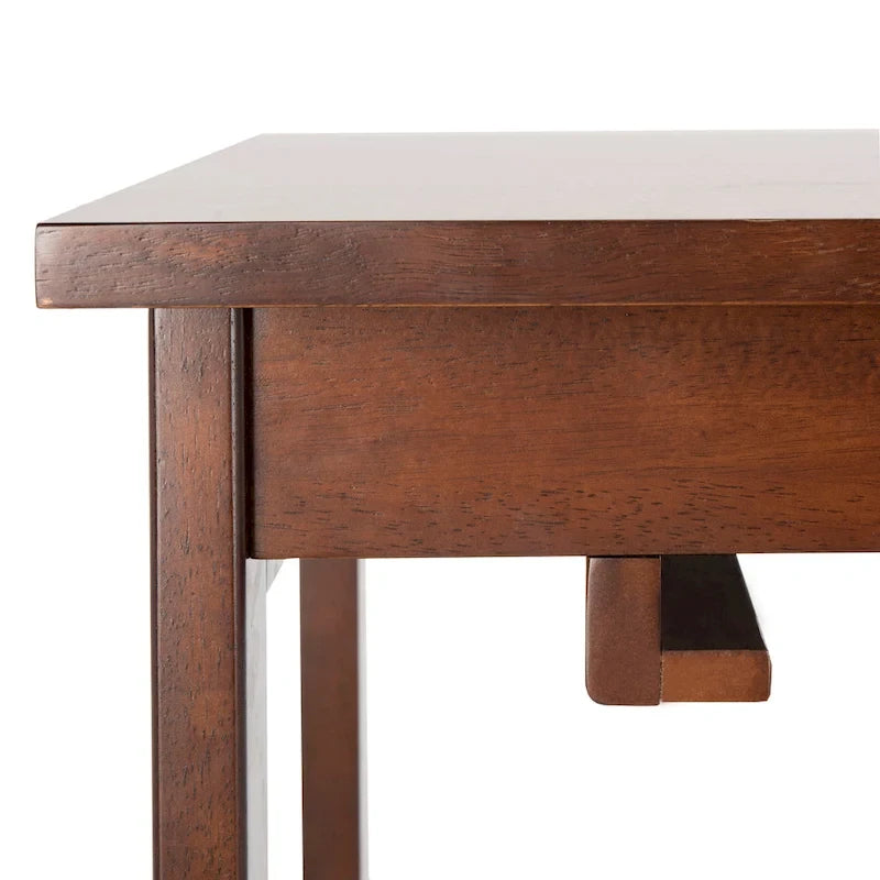 Table de bar de pub contemporaine en bois avec étagère de rangement sous la table
