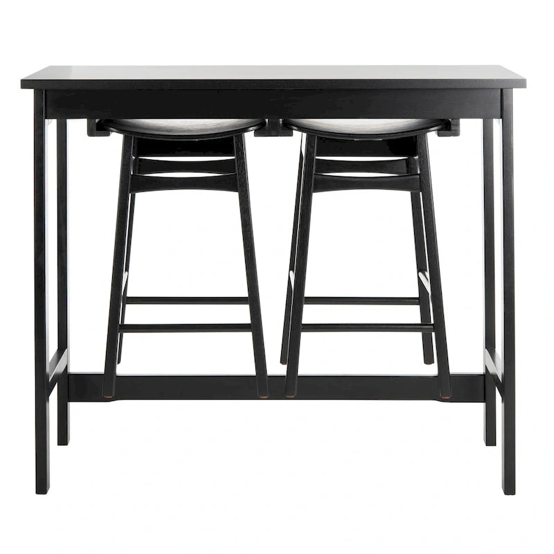 Table de bar de pub contemporaine en bois avec étagère de rangement sous la table