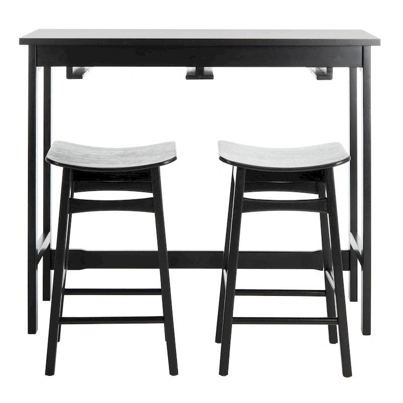 Table de bar de pub contemporaine en bois avec étagère de rangement sous la table