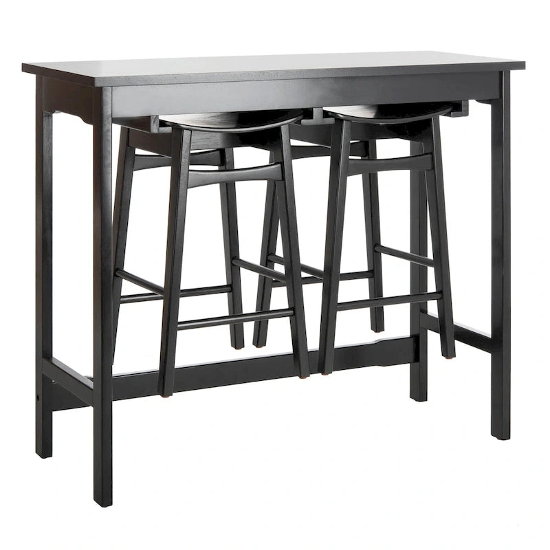 Table de bar de pub contemporaine en bois avec étagère de rangement sous la table