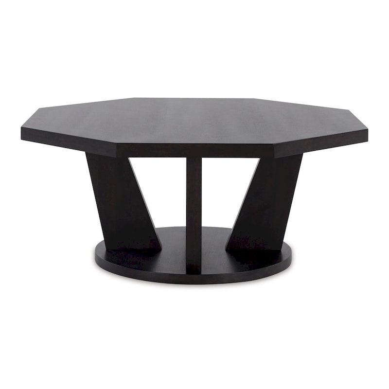 Table Basse Cocktail Octogonale 40 Pouces Bois Marron Expresso