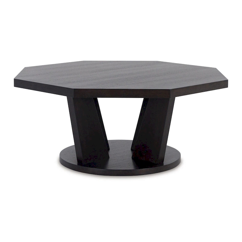 Table Basse Cocktail Octogonale 40 Pouces Bois Marron Expresso