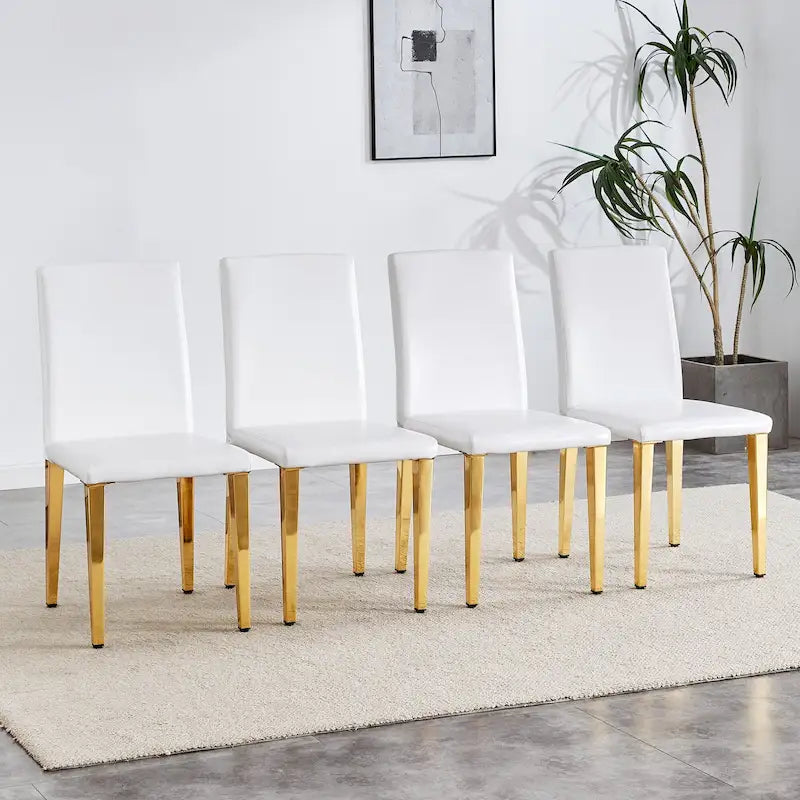 Chaise de salle à manger moderne en similicuir avec pieds en métal chromé