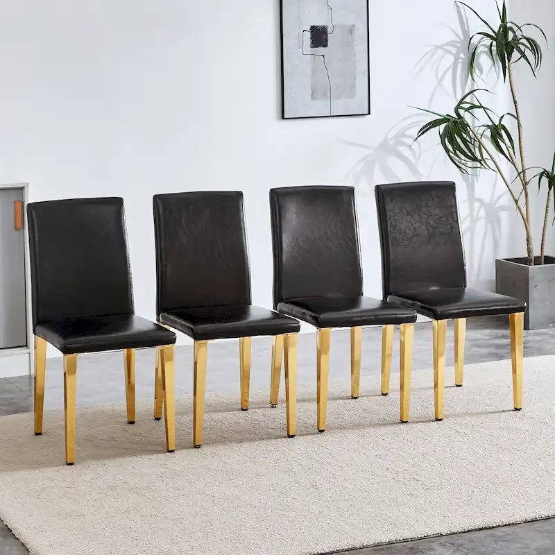 Chaise de salle à manger moderne en similicuir avec pieds en métal chromé
