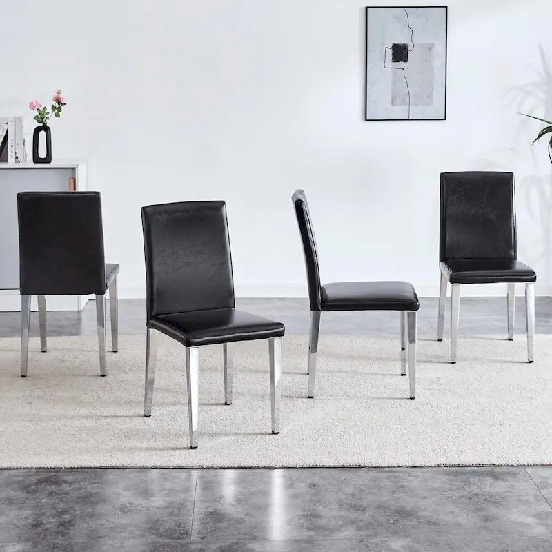 Chaise de salle à manger moderne en similicuir avec pieds en métal chromé
