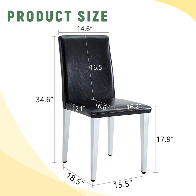 Chaise de salle à manger moderne en similicuir avec pieds en métal chromé