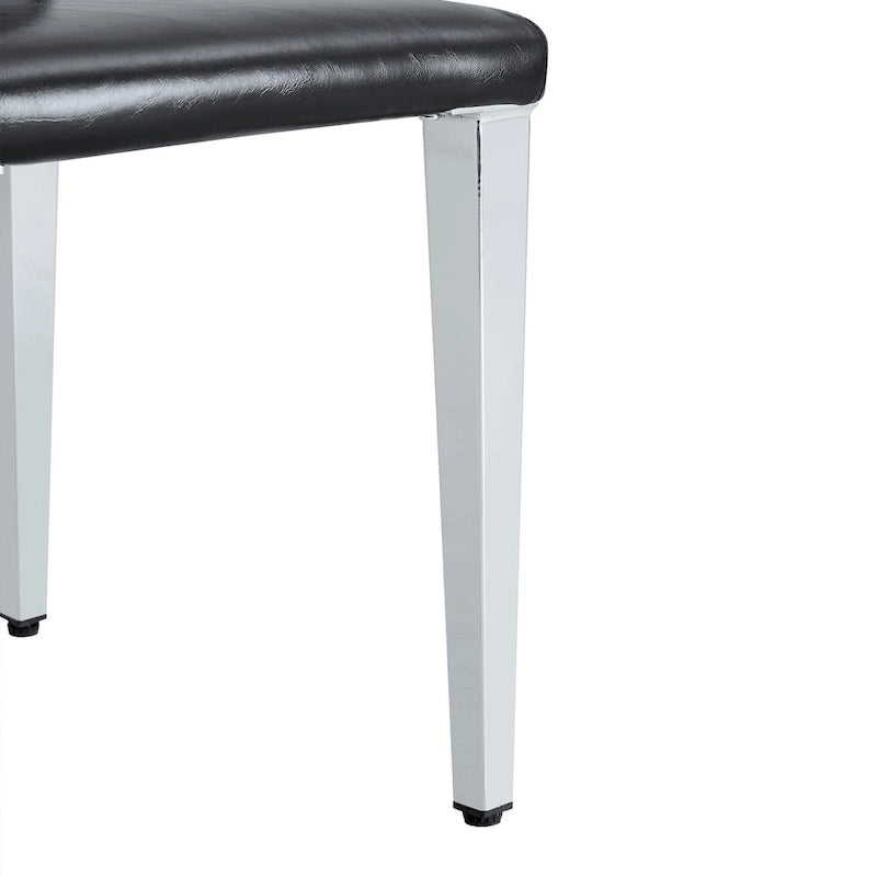 Chaise de salle à manger moderne en similicuir avec pieds en métal chromé