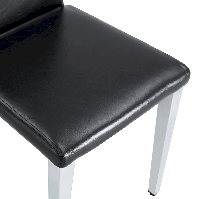 Chaise de salle à manger moderne en similicuir avec pieds en métal chromé