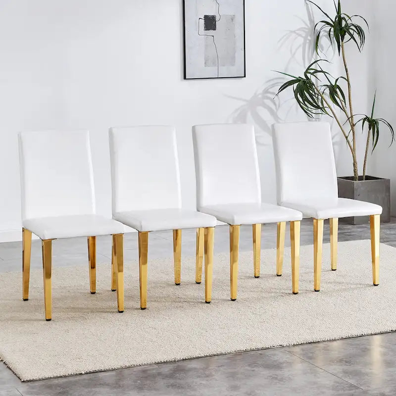 Chaise de salle à manger moderne en similicuir avec pieds en métal chromé