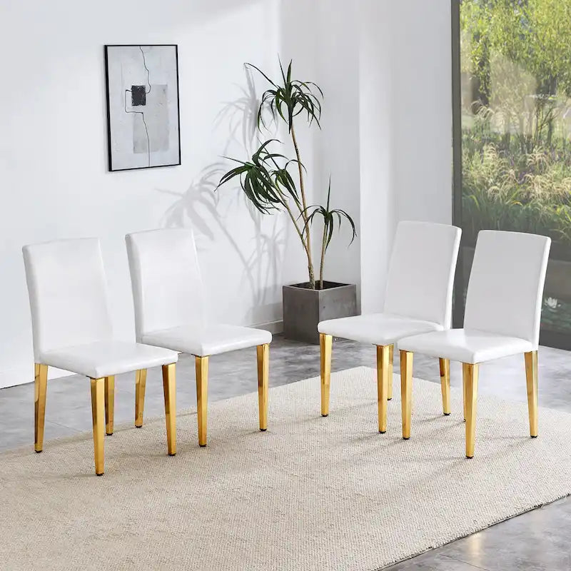 Chaise de salle à manger moderne en similicuir avec pieds en métal chromé