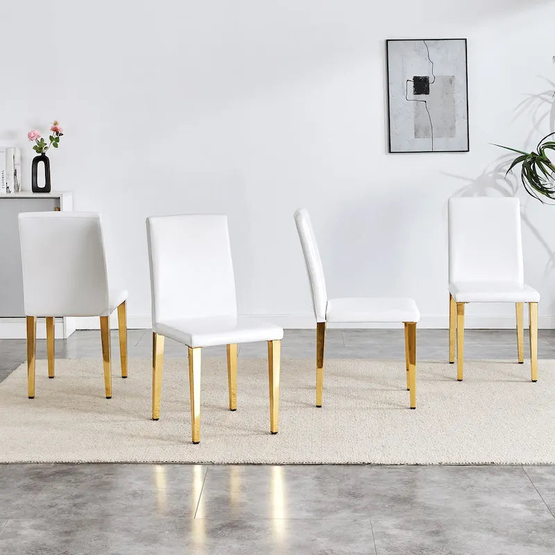 Chaise de salle à manger moderne en similicuir avec pieds en métal chromé