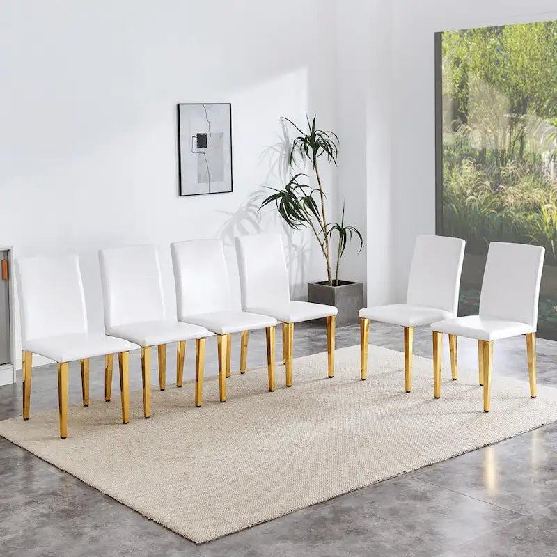 Chaise de salle à manger moderne en similicuir avec pieds en métal chromé