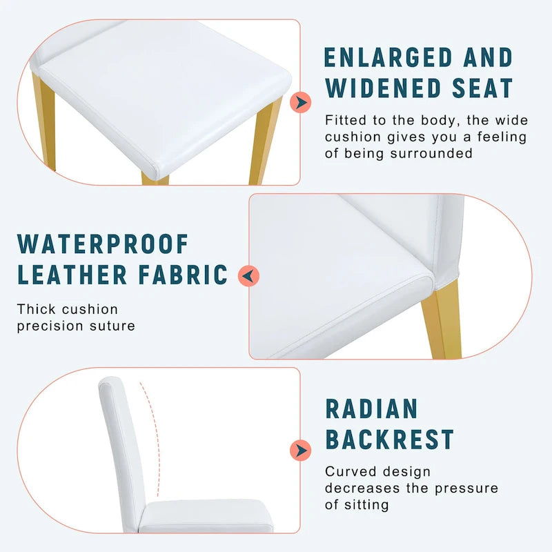 Chaise de salle à manger moderne en similicuir avec pieds en métal chromé
