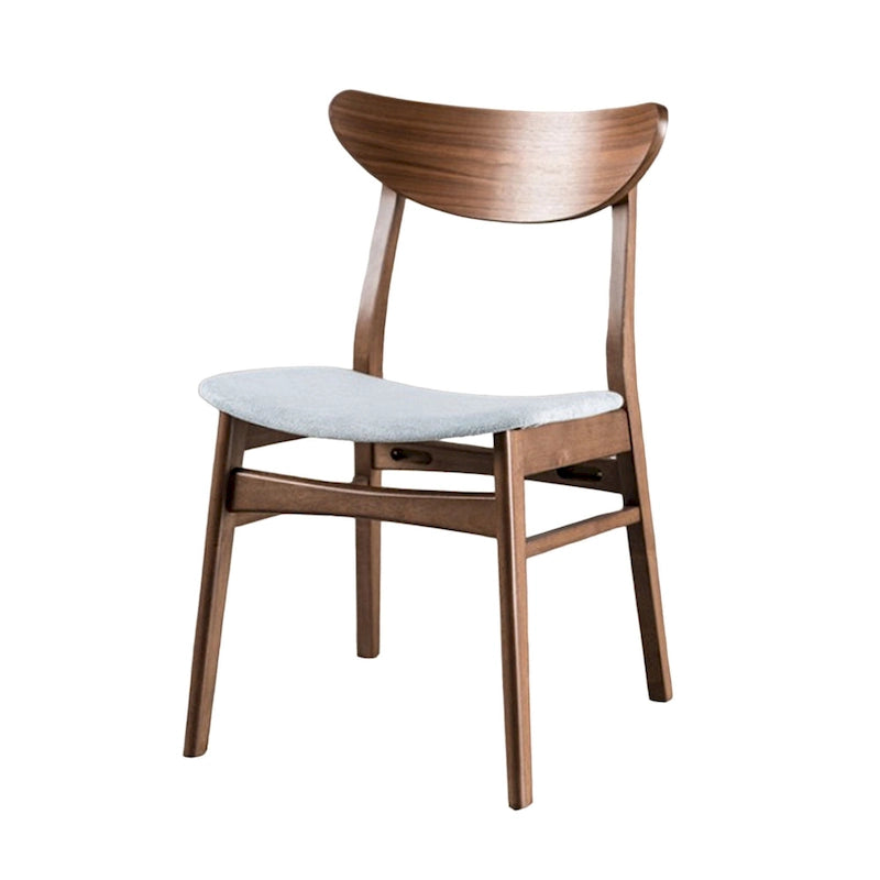 Chaise de salle à manger avec dossier incurvé, pieds inclinés, tissu gris
