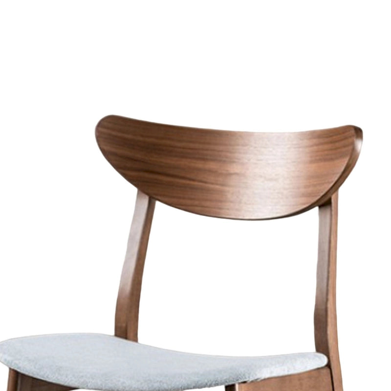 Chaise de salle à manger avec dossier incurvé, pieds inclinés, tissu gris