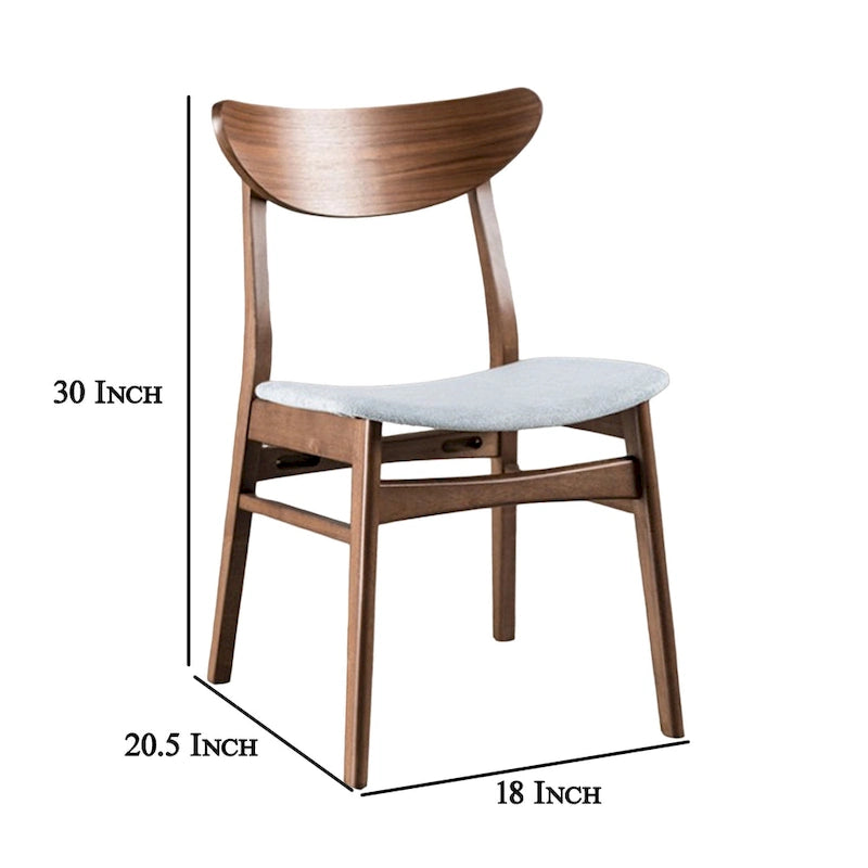 Chaise de salle à manger avec dossier incurvé, pieds inclinés, tissu gris