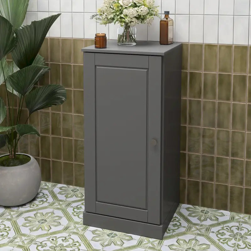 Meuble de salle de bain 100 % bois massif de 42 cm avec étagères réglables et portes en option