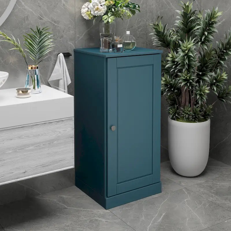 Meuble de salle de bain 100 % bois massif de 42 cm avec étagères réglables et portes en option