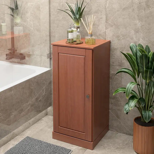 Meuble de salle de bain 100 % bois massif de 42 cm avec étagères réglables et portes en option