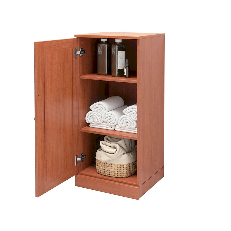 Meuble de salle de bain 100 % bois massif de 42 cm avec étagères réglables et portes en option