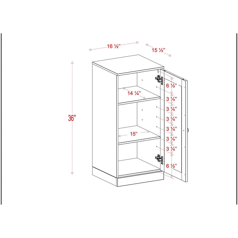 Meuble de salle de bain 100 % bois massif de 42 cm avec étagères réglables et portes en option