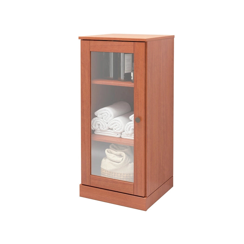 Meuble de salle de bain 100 % bois massif de 42 cm avec étagères réglables et portes en option