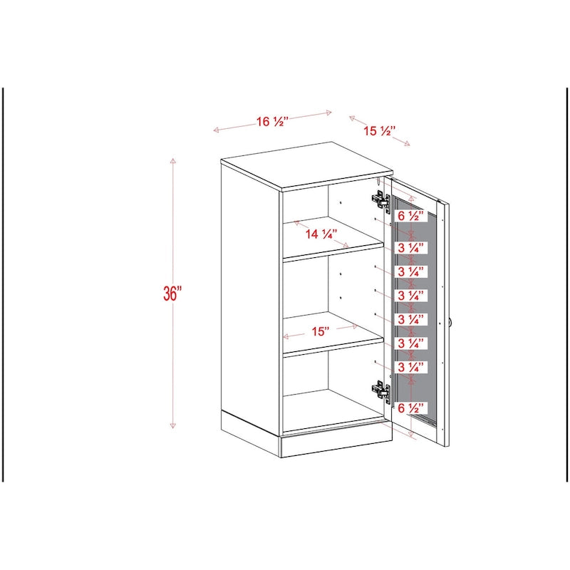 Meuble de salle de bain 100 % bois massif de 42 cm avec étagères réglables et portes en option