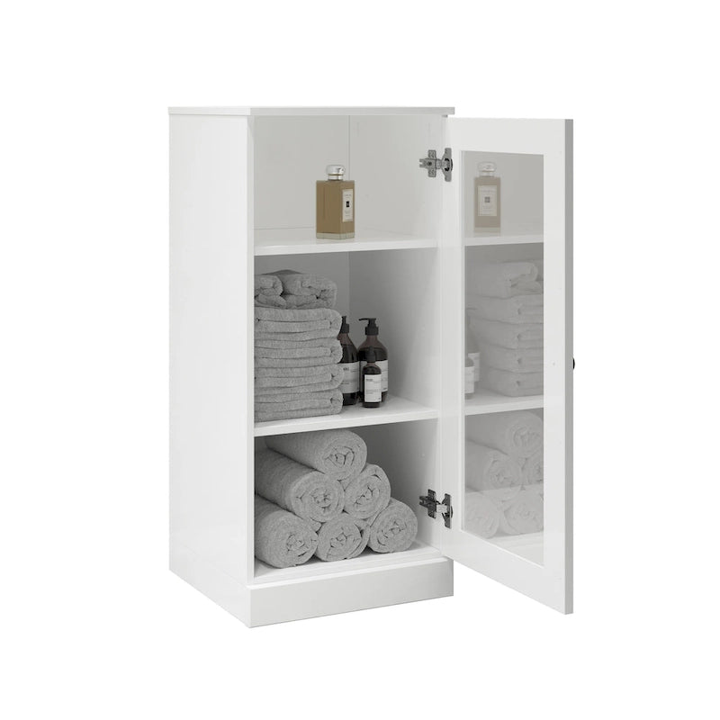 Meuble de salle de bain 100 % bois massif de 42 cm avec étagères réglables et portes en option