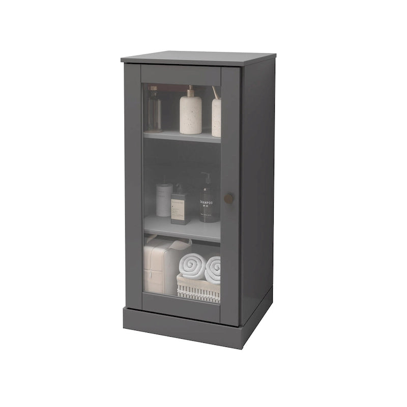 Meuble de salle de bain 100 % bois massif de 42 cm avec étagères réglables et portes en option