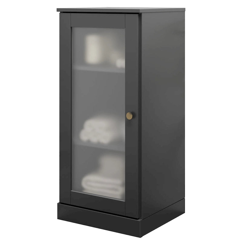 Meuble de salle de bain 100 % bois massif de 42 cm avec étagères réglables et portes en option